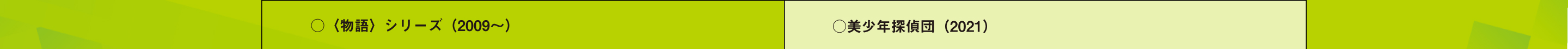 ○〈物語〉シリーズ（2009〜） ○美少年探偵団（2021）